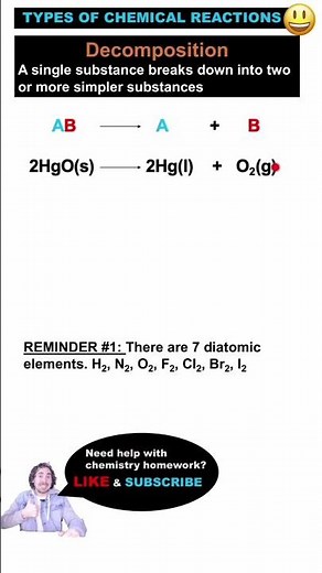 Decomposition Reaction 👨‍🔬 Types of Chemical Reactions EXPLAINED😎🔥#chemistry #education #science