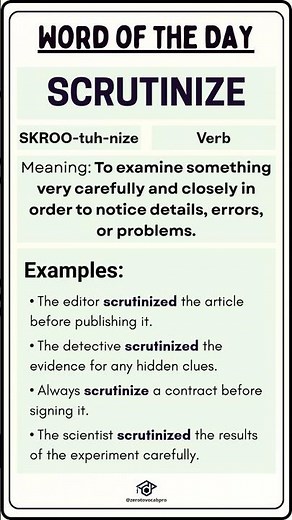 Learn “SCRUTINIZE” | Word of the Day | Improve Your English Vocabulary #english #vocabulary #shorts
