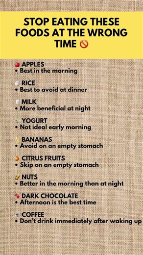Stop Eating These Foods at the Wrong Time ⏰🍎 #healthyhabits #healthyfoods #healthyswaps
