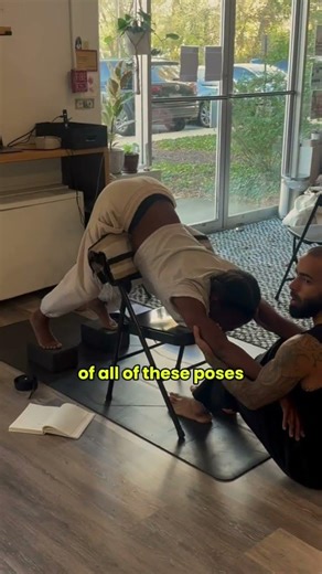 down dog adjustment in a chair #yoga