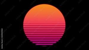 80s Retro Style Animated Sun Video Loop In Arcade Game Style
