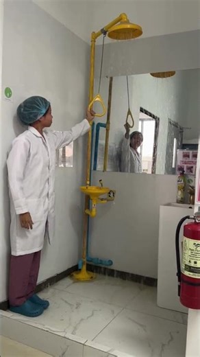 How to activate eyewash station and emergency shower #eyewash #iso #labsafety