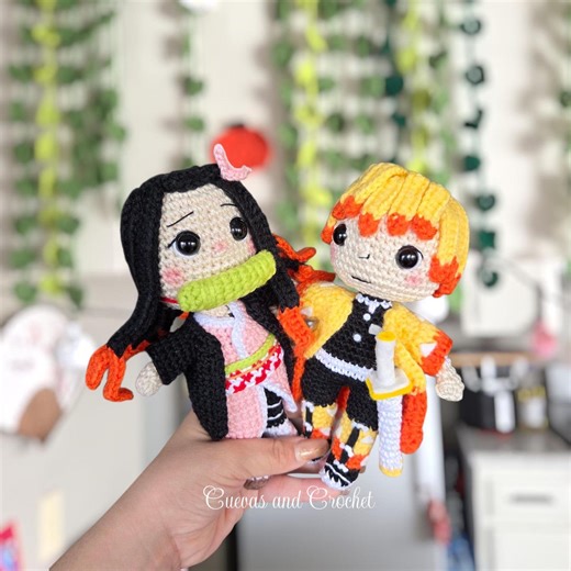 Demon Slayer Amigurumi Dolls Plushy Handmade Zenitsu Doll, Nezuko Doll - Etsy