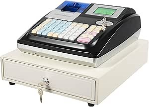 Electronic Cash Register with Cash and Coin Drawer,Cash Management System,Quick Load Thermal Printer, 48 Keys 8 Digital Led Display Cash Register for Small Businesses