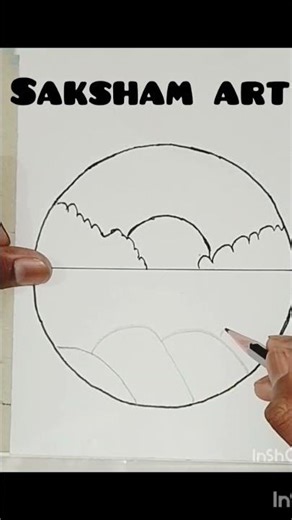 Beautiful circle in sunset drawing 🌇 #shorts#shortsfeed #drawing