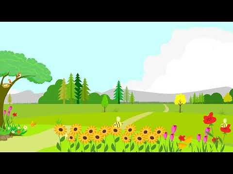 Green fields Background cartoon animation |Nature landscape |Motion graphics | bee flowers animation