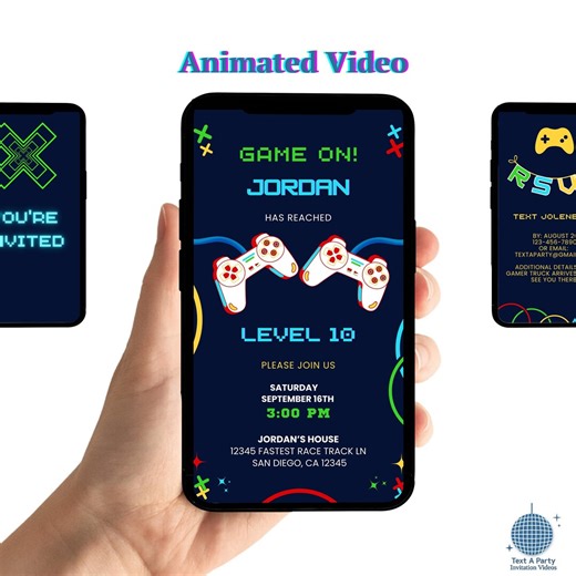 Video Gamer Birthday Invitation: Level up Party Invite (digital Template Animated) - Etsy