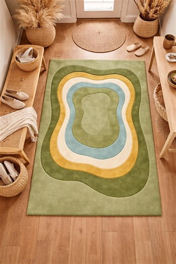 Modern Abstract Contour Hand Tufted Wool Rug, Layered Color Field Artistic Carpet, Contemporary Design Rug - Etsy