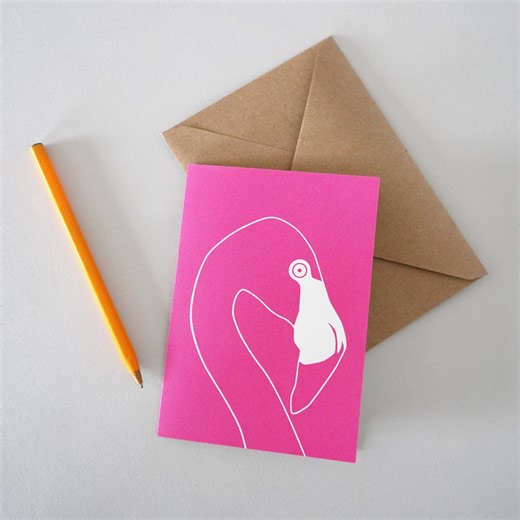 Flamingo Greetings Card - Blank - Etsy