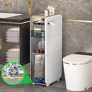 MOSAMNI 3-Tiers Slim Bathroom Storage Cabinet, Plastic Narrow Storage Cabinet Organizer with Drawers for Small Spaces, Bathroom, Kitchen, Laundry Room