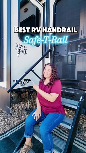 ✨️Safe-T-Rail - RV Upgrade✨️ We loved having this on our previous camper, so when we upgraded to the new one, it was a no-brainer. ✅️ Sturdy & Extends along the stairs ✅️ Safer for all ages to get into/out of the RV ✅️ Easy to use ✅️ Secured with a magnet when stowed Order your Safe-T-Rail from @etrailer.com today! (affiliate link in bio) #rvupgrades #camperlifestyle #rvers #rvtips #letsgocamping #5thwheel #traveltrailer #rvingwithkids | Safe T Rail, RV upgrades, getting ready for camping season