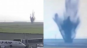 WWII bomb explodes at Japanese airport, nearly hitting plane