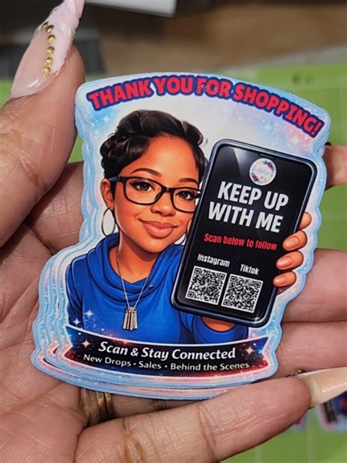 Easy Peezy Make these as stickers, business cards or just a cute picture you use on your social media sites to market your business. I was able to cut over 50 of these in less than 5 minutes. I can't wait to put these on mailers, in orders and hand out during vendor events.. What ab easy and cute way to market your business If you'd like this created for your business comment STICKER below and I'll send you the info..