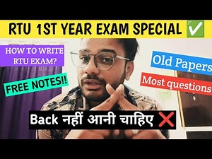 RTU 1st year EXAM Special ✅ - Notes, MOST QUESTION | How to clear RTU EXAM ✅