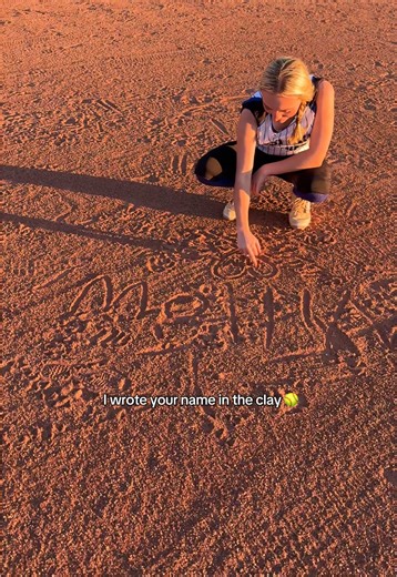 wrote the besties name in the clay @Madden 🥎 #softballgirls #iwroteyournameinthesand
