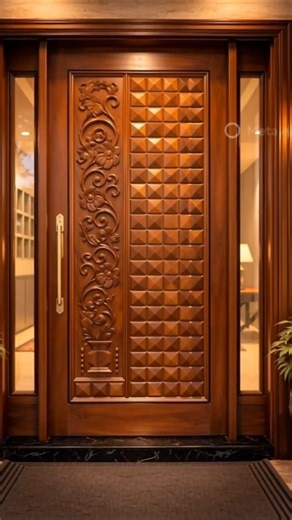 simple carving wooden main door 2026..#home#teaktrendstudio#woodworking#wood#doordesign
