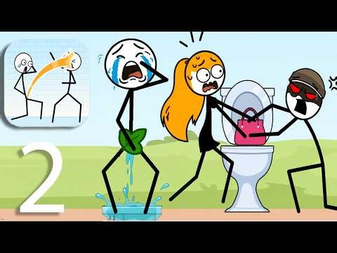 Fun Stickman Puzzle Trolling Games - Toilet Time - Levels 51 -100 - Gameplay Walkthrough