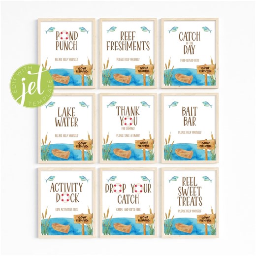 Fishing Birthday Party Table Signs (10): Ofishally One 8x10 Editable Signs (digital Download) A11 - Etsy