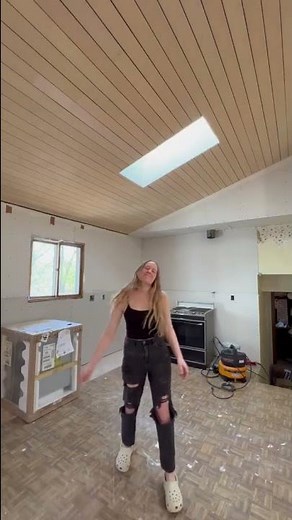 DIY Plywood Slat Ceiling | Renovating our 1970's Home | Sway + Sarah Build