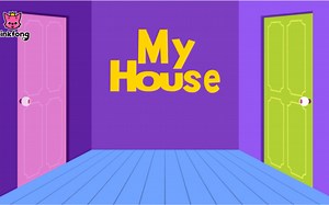 少儿英语 英文儿歌 My House-living room, bedroom, bathroom, kitchen 我的房子