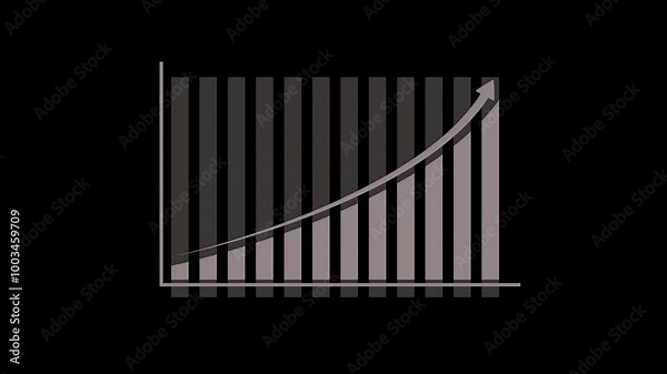 Business graph animation increased. 12 graph bar animation increased. 12 month increased graph of success business.Common graph showing positive trending graph animation on black background. Stock Video