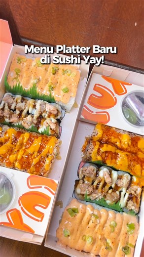 Irma Lestari on Instagram: "New menu platter Sushi Yay! Hanya Bisa dipesan di platform Online kesayangan kamu!🤗 @sushiyay.id #EverydaySushiYay #SushiHalal #SushiPlatter #SushiOnline"