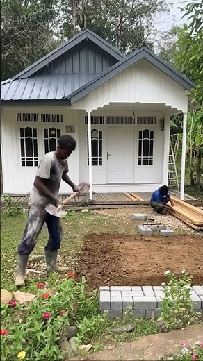 wooden houses in the village are built into minimalist houses