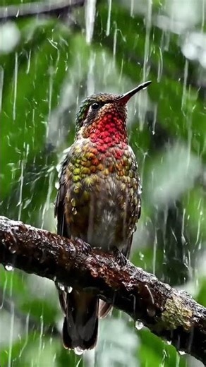 CRIMSON TOPAZ bird in rainb#birds #rain #nature #rainsounds #viral #viralvideo #amazing#viralshorts