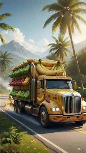 new banana truck 😱🚒 #ai #banana #truck #kids #road #monkey