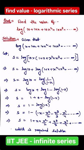 infinite series | logarithmic series | sequence and series #maths #jee