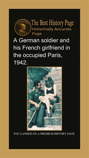 History doze on Instagram: "This striking 1942 photograph captures a German soldier and his French girlfriend during the occupation of Paris. Such relationships, though not uncommon, were deeply controversial. Paris had fallen to Nazi forces in 1940, and many French citizens viewed romantic involvement with German soldiers as a betrayal. Women who entered these relationships—called “collaboratrices”—often faced public shame and punishment after liberation, including head-shaving parades meant to