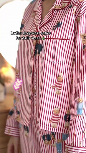 💥Part of a cozy ladies sleepwear series.🐻🎄 #tiktokshopblackfriday #womenspajamas #bearprintpjs #homecomfort #fyp