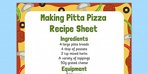 Making Pitta Pizza Recipe EYFS Recipe Sheet