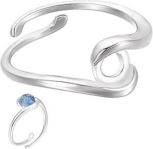 BENECREAT 925 Sterling Silver Adjustable Bezel Cup Ring Blank - 4mm Tray Finger Base, Round Cabochon Setting for Gem Handmade Jewelry Making