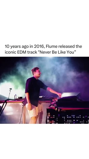 EDM Music on Instagram: "10 years ago today, Flume released “Never Be Like You,” a track that helped define a new era of electronic music. With Kai’s haunting vocals and Flume’s sharp, futuristic production, it blurred the line between underground electronic and mainstream pop in a way that felt fresh and emotional. The song became Flume’s first major global hit, earning a Grammy and pushing experimental electronic sounds onto radio playlists worldwide. It showed that forward-thinking production