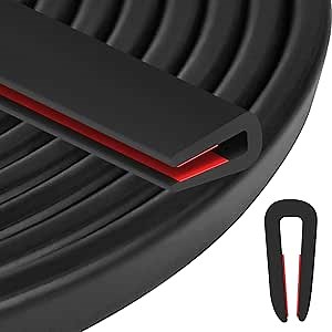 ToLanbbt Rubber Edge Trim U Channel, Self Adhesive Sheet Metal Edge Guard Protector, EPDM Seal Strip for Car Doors, Steel Plates, Glass, Hatches, Table Corners, Fit 1/8"(3.2mm), 20Ft, Black