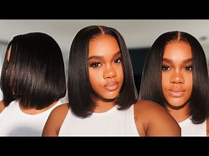 Most Natural Layered Yaki Straight Bob UNDER $100 Glueless Install Secret for Beginners |Nadula Hair