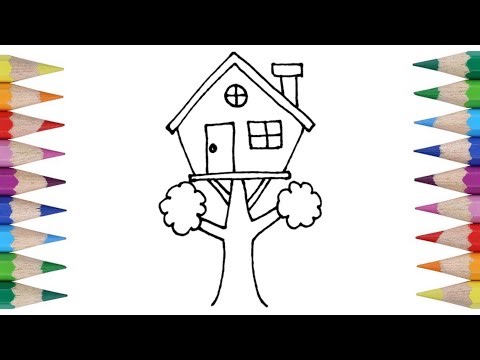 Easy Tree House Drawing for Kids and Beginners | Step by Step