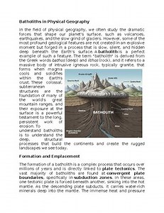 Batholiths Physical Geography Worksheet Sub-Plan - Classwork - Homework