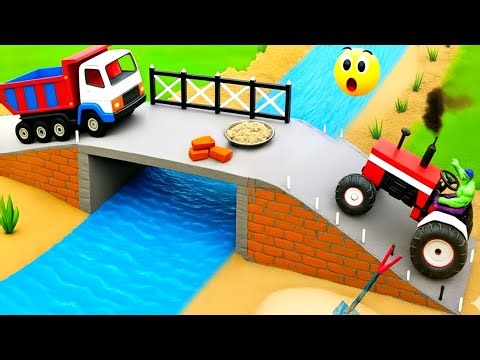 DIY Mini Tractor Building a Bricks Bridge | Road Construction Science Project for Kids