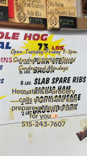 B&B Grocery Meat orders….call and ask for prices since they fluctuate every week. | B&B Grocery, Meat & Deli