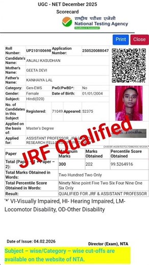 "UGC NET JRF Result: I Qualified! 🎉 #AnjaliJRF" #anjalijrfholder #shorts #UGCNet, #SuccessStory