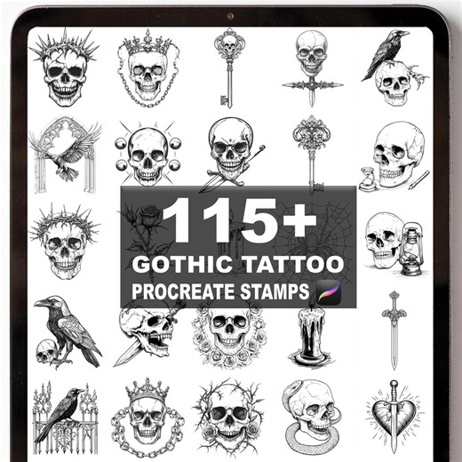 115  Procreate Gothic Tattoo Brushes | Procreate Stamps | Instant Digital Download - Etsy