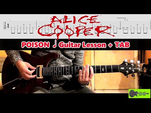 Poison ALICE COOPER Guitar Riff - Lesson Tutorial + TAB