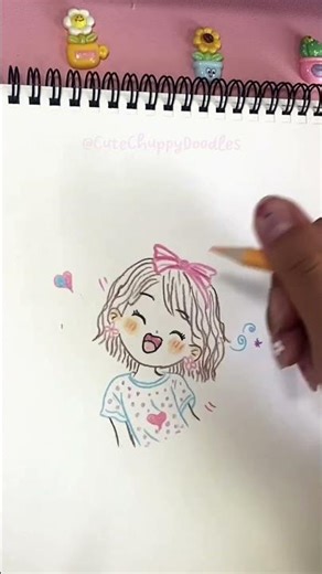 How to Draw a Cute Smiling Girl | Peace Begins With A Smile 😊 #CuteChubbyDoodles #shorts