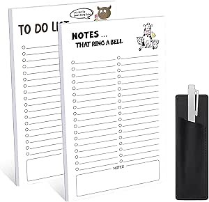 2 Pack Grocery List Magnet Pad for Fridge with Pen Holder, Total 120 Sheets Magnetic Note Pad for Fridge Full Back Magnet Shopping List, To Do List, Memo Notepads, 4.5x7.5(Funny Animal)