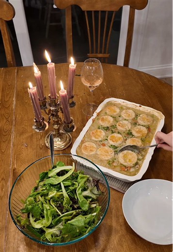 Cooking my way through ina Garten’s Barefoot Contessa Family Style cookbook! Today we made chicken stew with biscuits and a side salad with creamy mustard vinaigrette. Everything was so delicious, I can’t wait to see what else we end up making! #inagarten #barefootcontessa #inagartenrecipes #familystylemeal #chickenstew