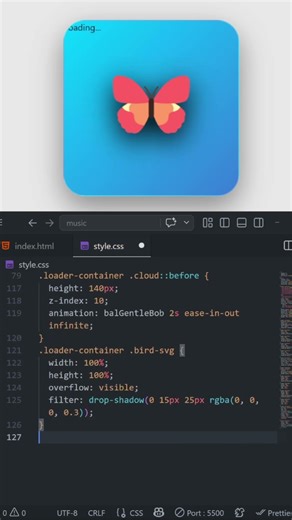 Flying Animation Loader with CSS 🔥 #html #css #coding #loadingcss #shorts