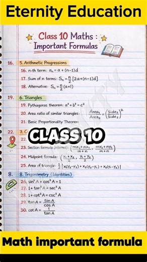 Class 10 important formula 🔥✅ #class10 #class10science #boardexam2025 #mathematicclass10