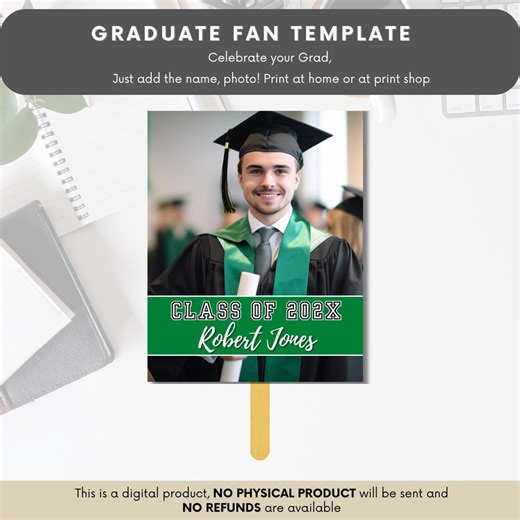 Graduation Fan Template 3 | Graduation Party | Edit in Canva - Etsy